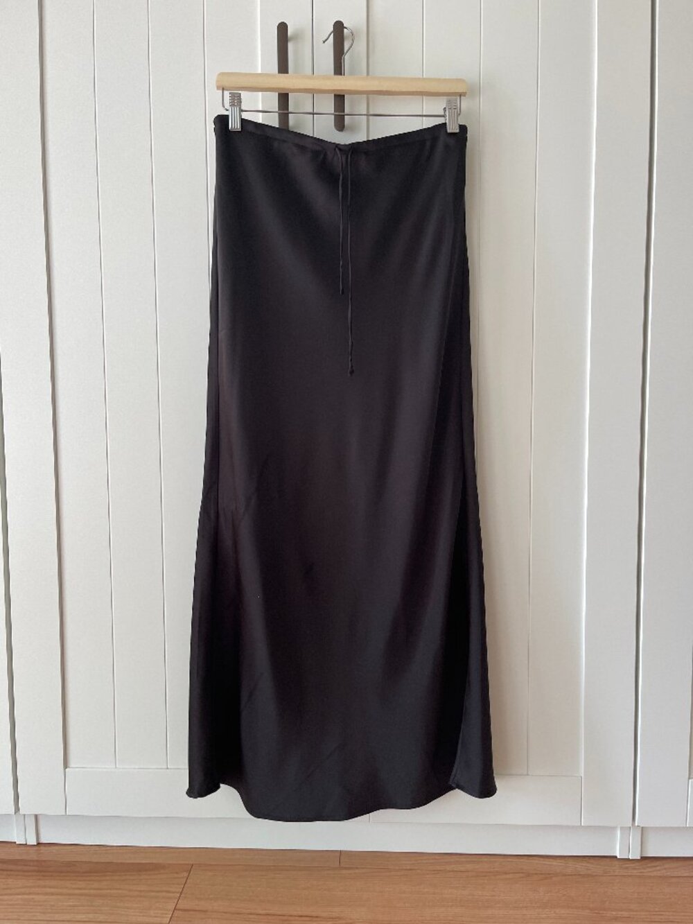 Dynamite Black Satin Maxi Slip Skirt